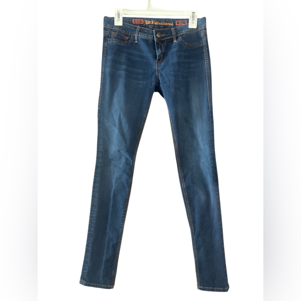 ROCK REVIVAL CARLA LEGGINGS WOMEN'S DARK WASH JEGGINGS SIZE 28 DISTRESSED 9JT
